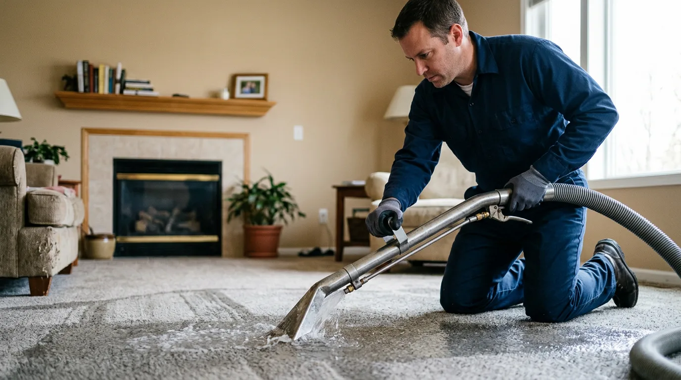 Water damage restoration technician working near Hill, NH